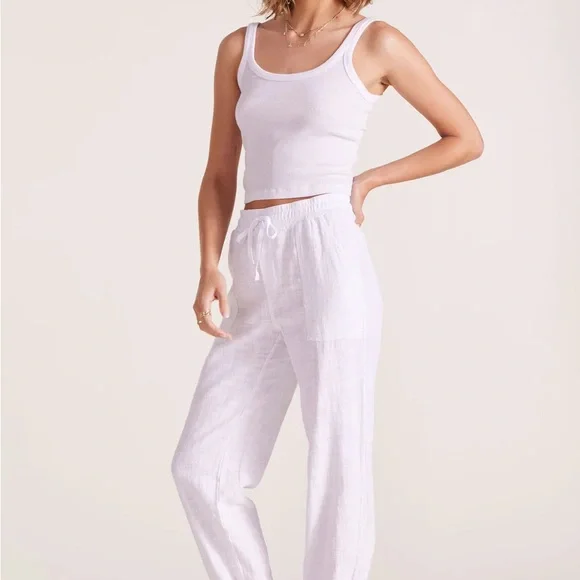 Bobi Los Angeles White Cotton Joggers NWT SZ Small